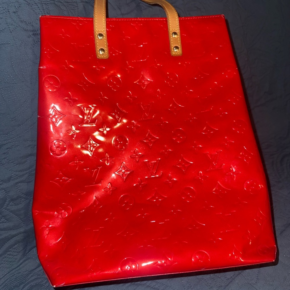 Louis Vuitton Red Vernis leather shoppers Tote Bag